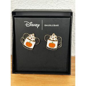 Disney X Baublebar Rhinestone Pumpkin Latte Stud Earrings NIB